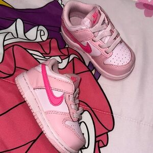 Nike Kids Light Pink and Hot Pink Sneakers